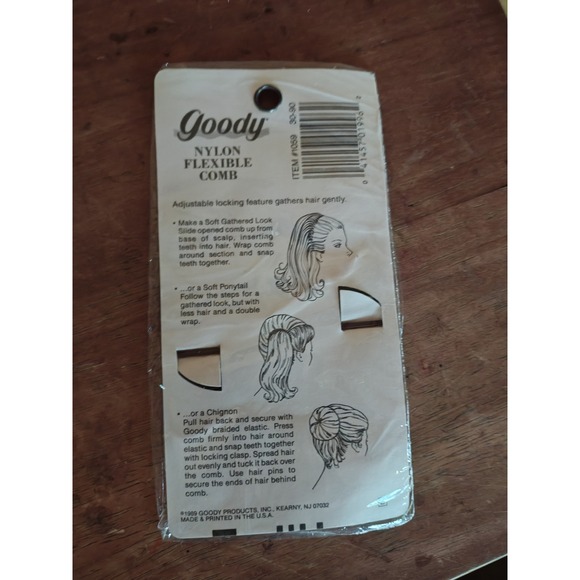 Lot of 5 Sealed Vintage 80s Goody Adjustable Nylon Flexible Hair Comb 1059 Brown - Picture 3 of 5